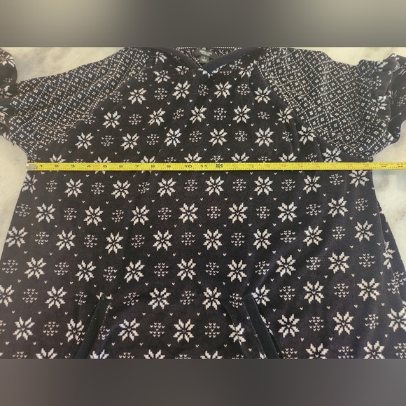 Simply Vera Vera Wang Black & White Patterned Hoodie Night Loungewear | Large - Picture 3 of 5